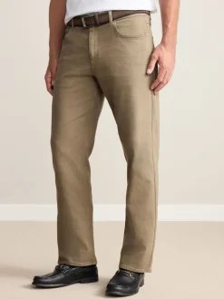 Tan Brown Straight Fit Signature Belted Jeans