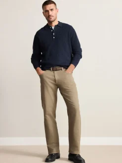 Tan Brown Straight Fit Signature Belted Jeans