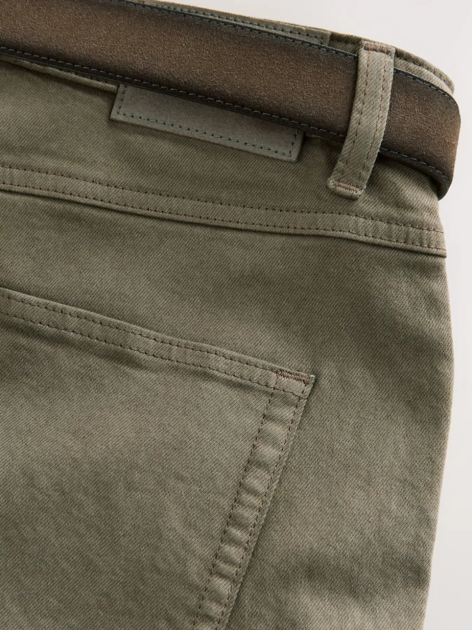 Tan Brown Straight Fit Signature Belted Jeans