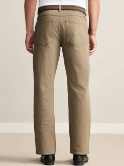 Tan Brown Straight Fit Signature Belted Jeans
