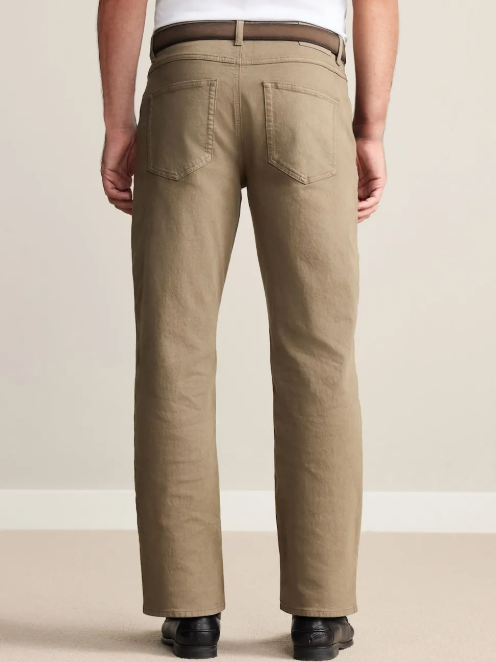 Tan Brown Straight Fit Signature Belted Jeans
