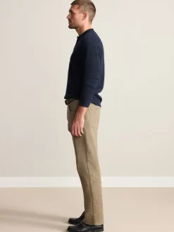 Tan Brown Straight Fit Signature Belted Jeans