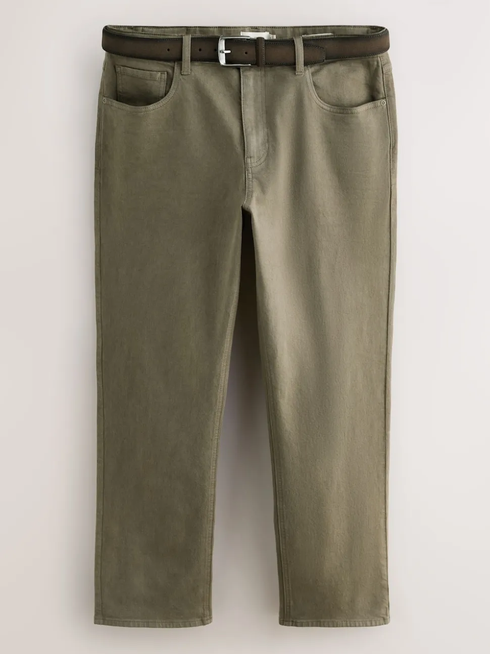 Tan Brown Straight Fit Signature Belted Jeans