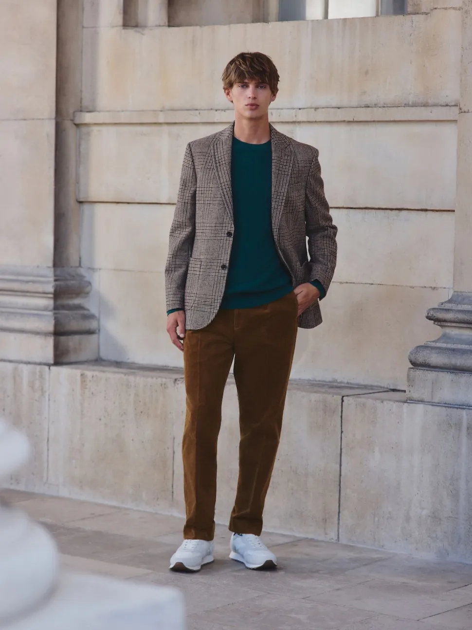 Tan Brown Straight Fit Smart Cotton Rich Cord Trousers