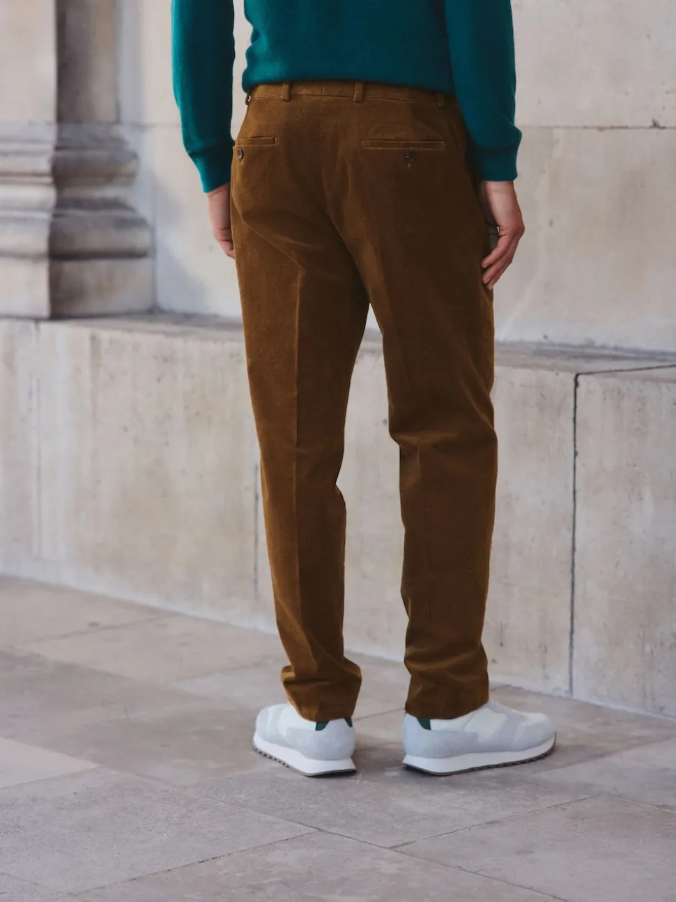 Tan Brown Straight Fit Smart Cotton Rich Cord Trousers