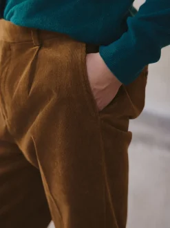 Tan Brown Straight Fit Smart Cotton Rich Cord Trousers