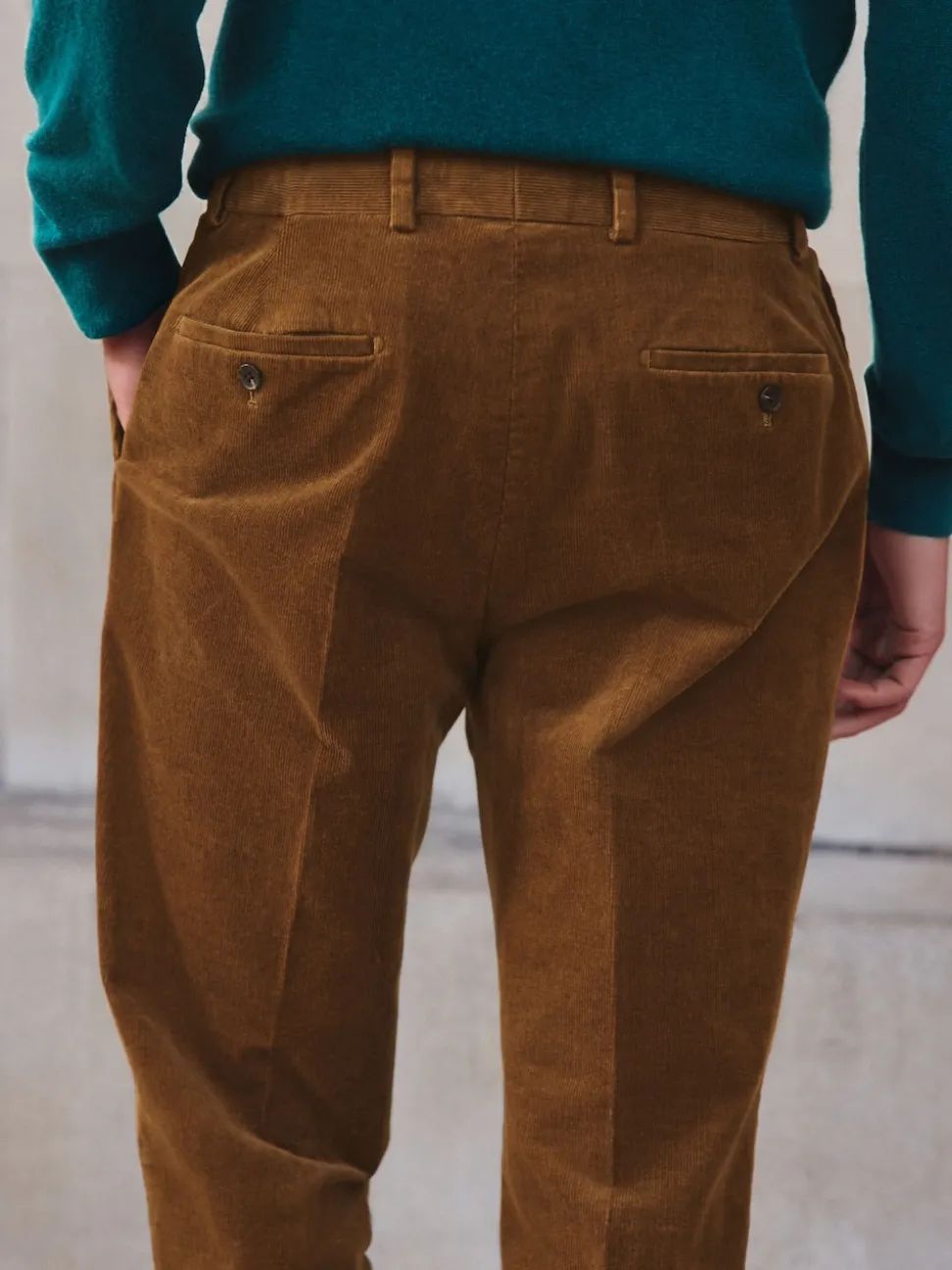 Tan Brown Straight Fit Smart Cotton Rich Cord Trousers