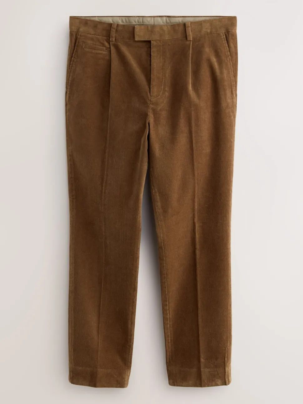 Tan Brown Straight Fit Smart Cotton Rich Cord Trousers
