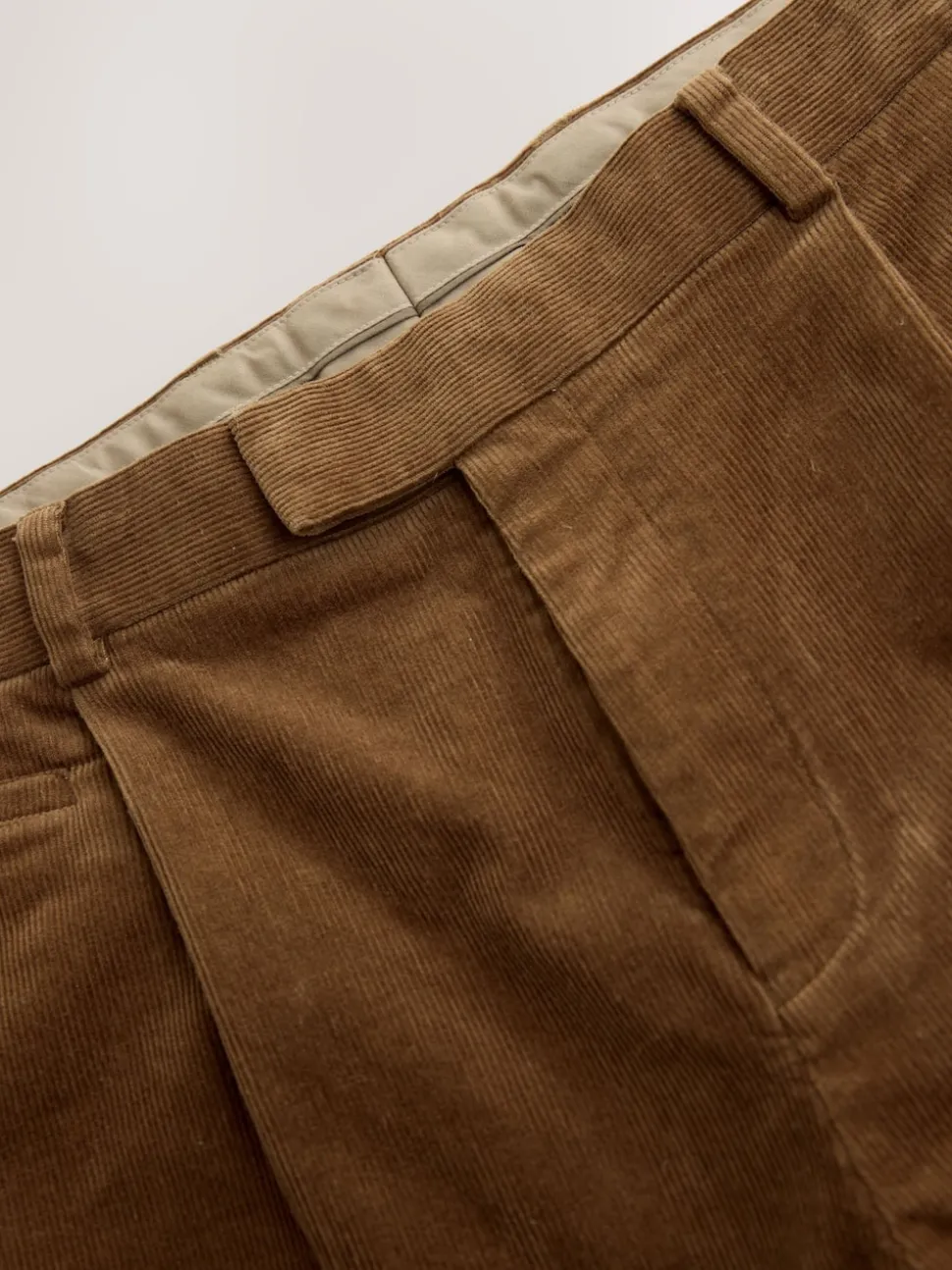 Tan Brown Straight Fit Smart Cotton Rich Cord Trousers