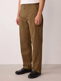 Tan Brown Straight Fit Stretch Chinos Trousers