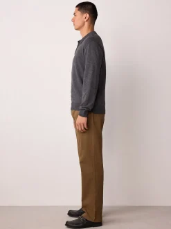 Tan Brown Straight Fit Stretch Chinos Trousers