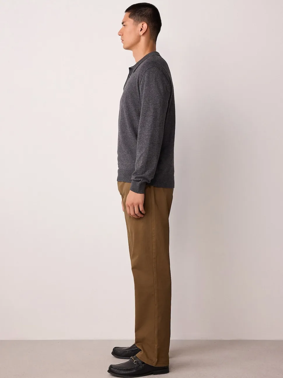 Tan Brown Straight Fit Stretch Chinos Trousers
