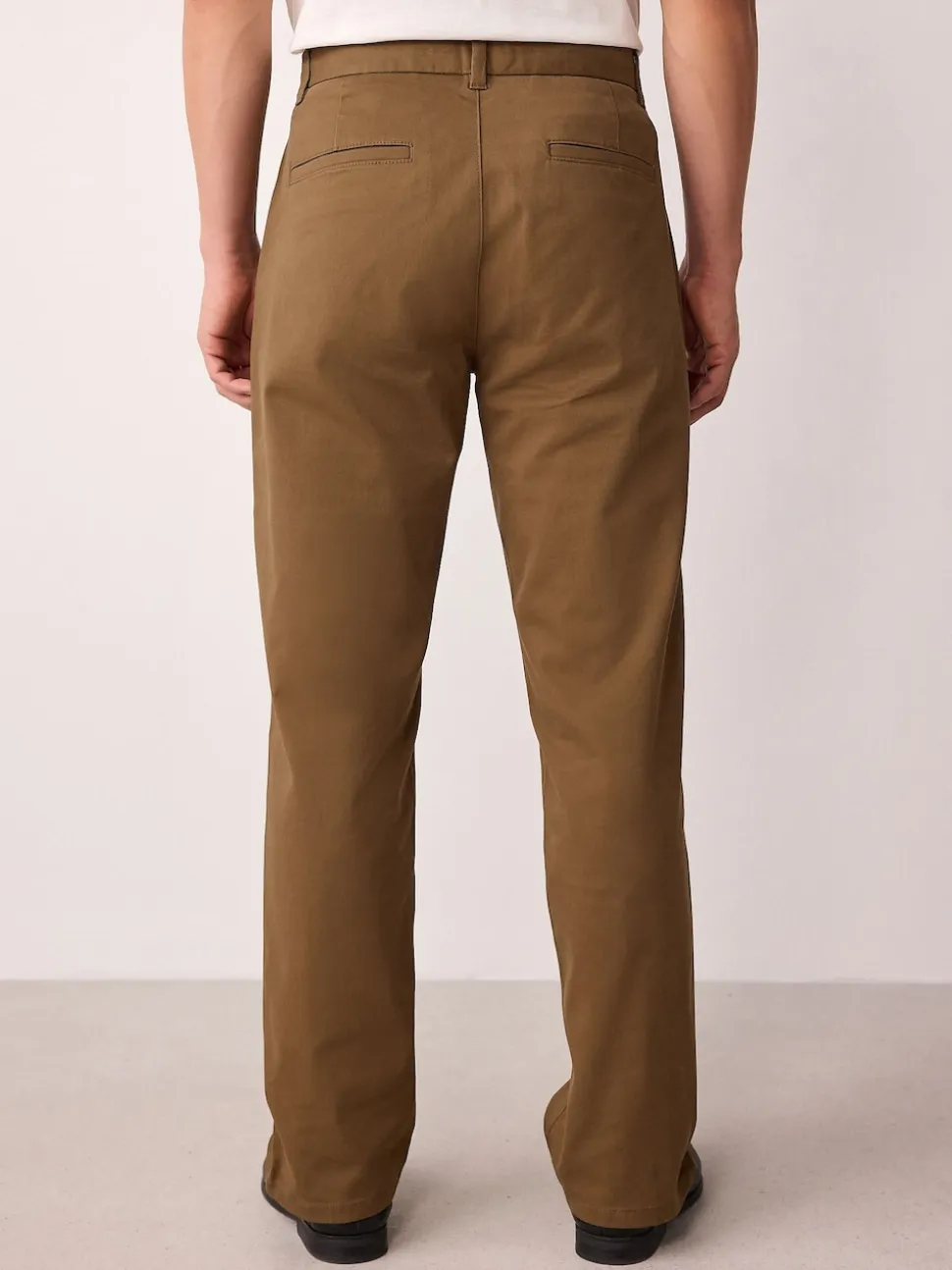 Tan Brown Straight Fit Stretch Chinos Trousers