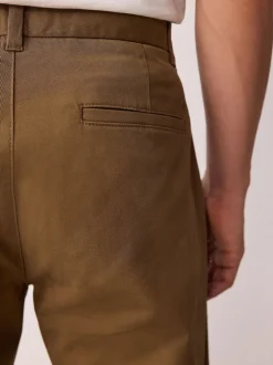 Tan Brown Straight Fit Stretch Chinos Trousers
