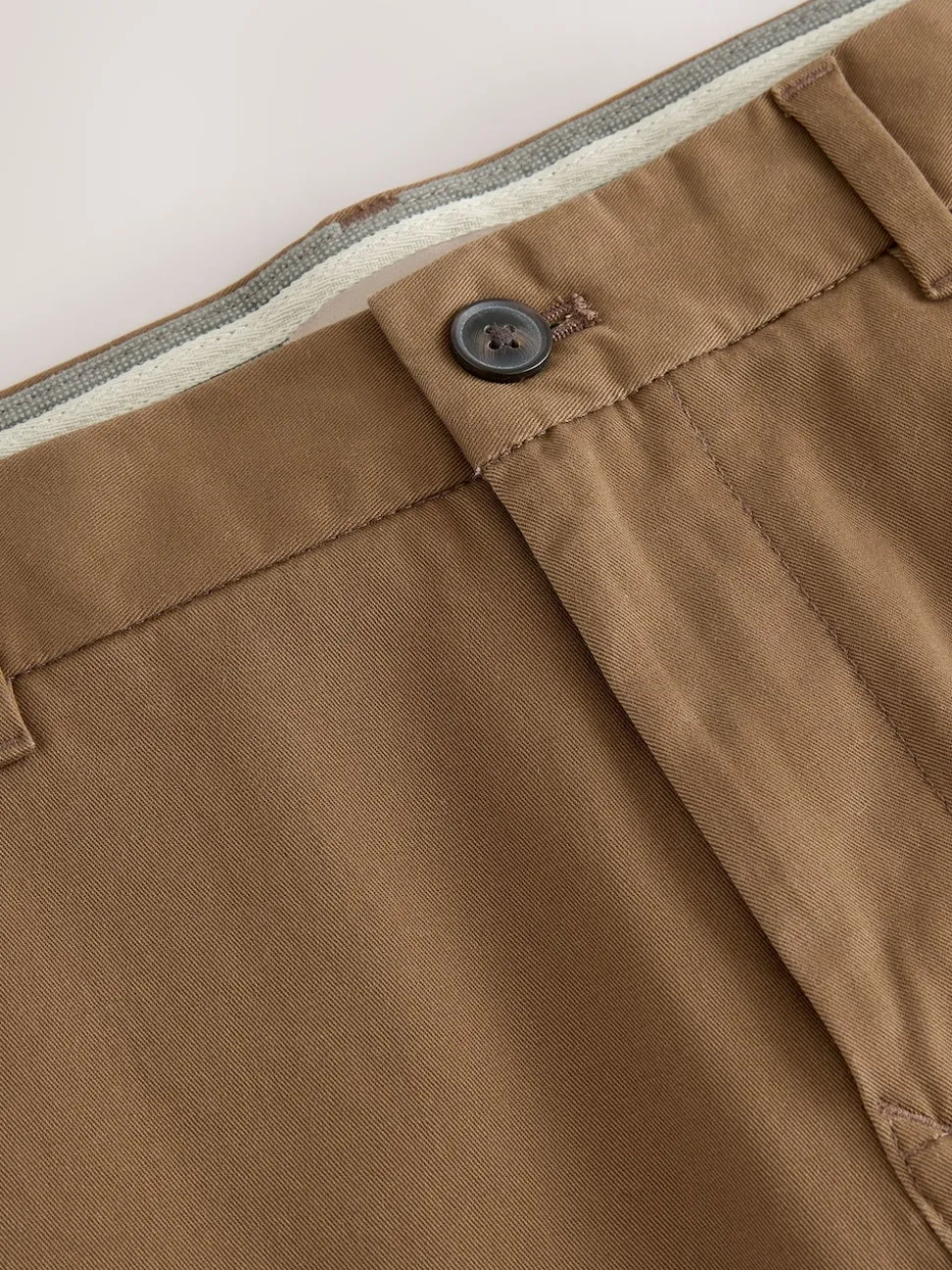 Tan Brown Straight Fit Stretch Chinos Trousers