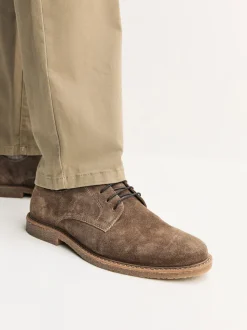Tan Brown Suede Derby Shoes