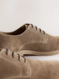 Tan Brown Suede Derby Shoes