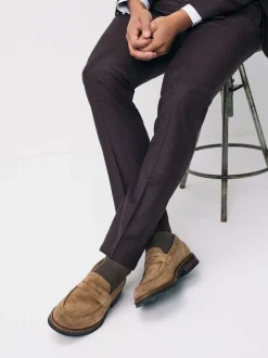 Tan Brown Suede Penny Loafers
