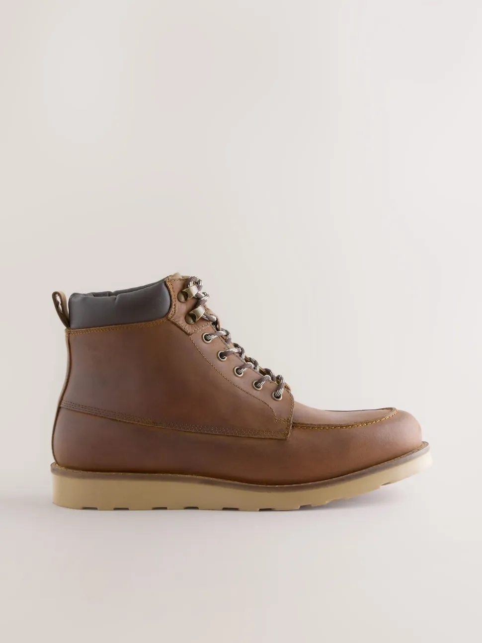 Tan Brown Tall Apron Wedge Boots