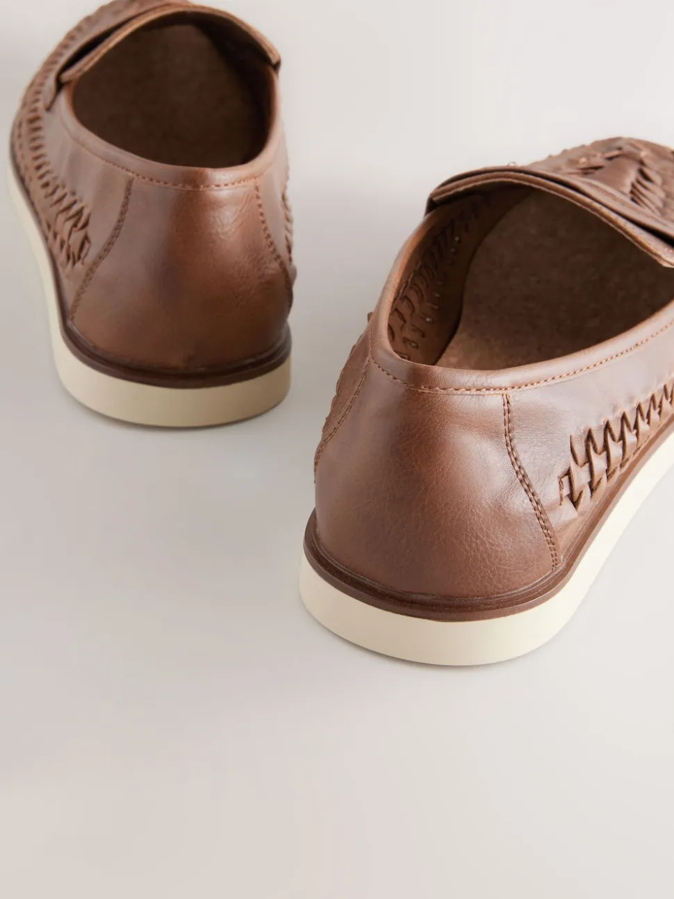 Tan Brown Weave Loafers