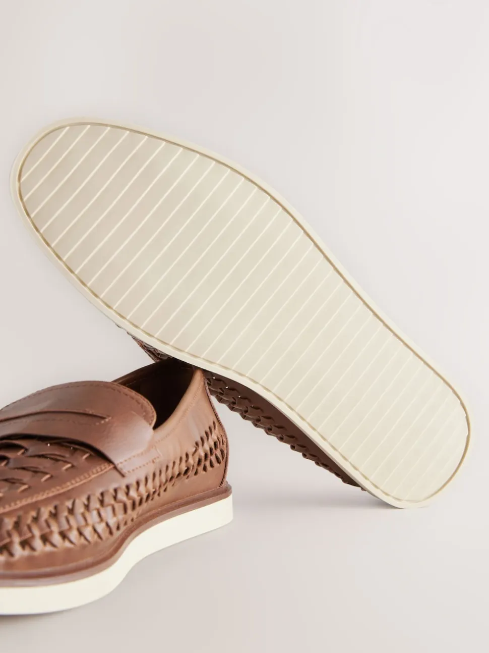 Tan Brown Weave Loafers