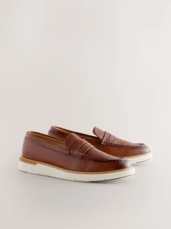 Tan Brown Wedge Loafers