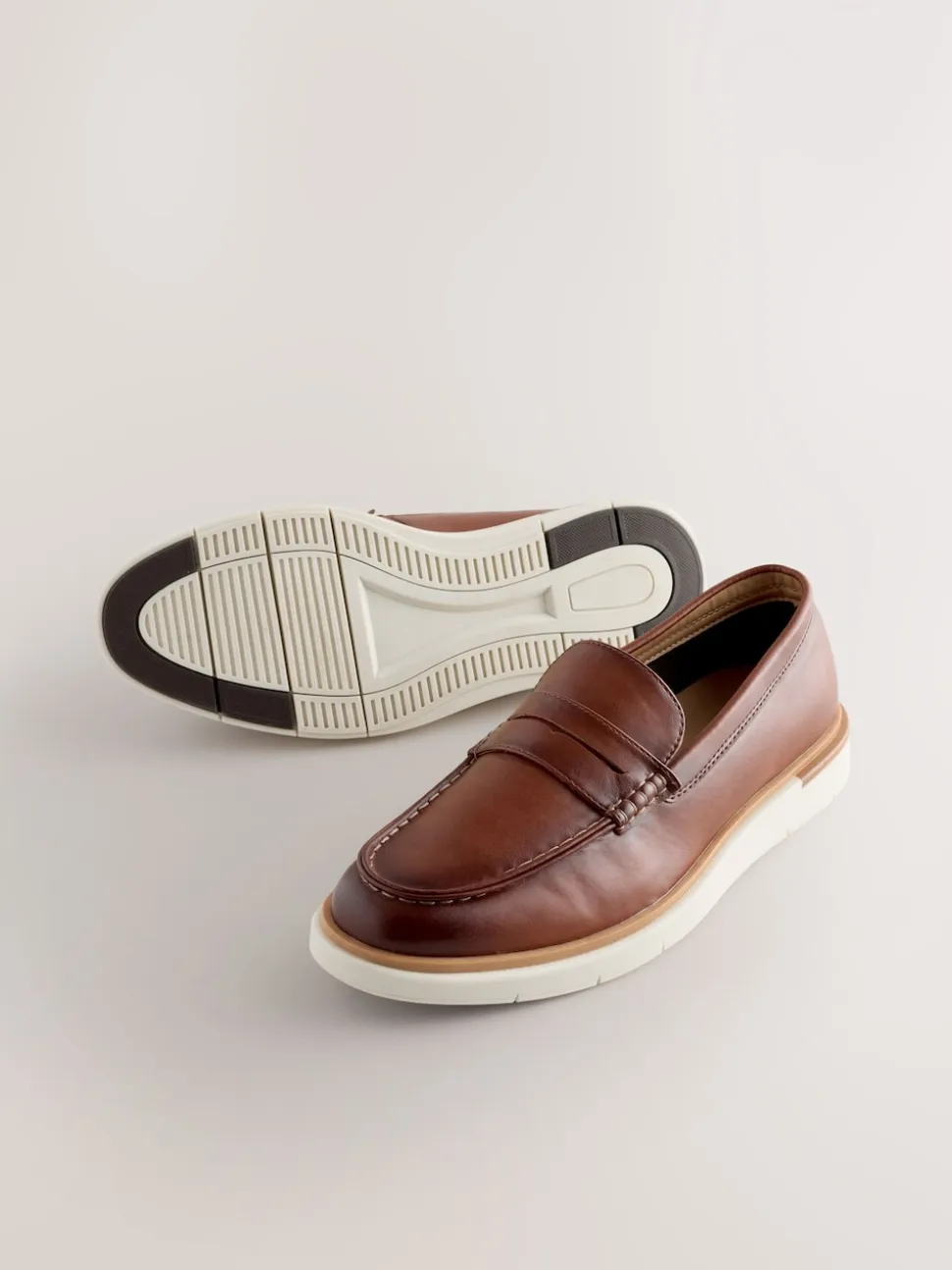 Tan Brown Wedge Loafers