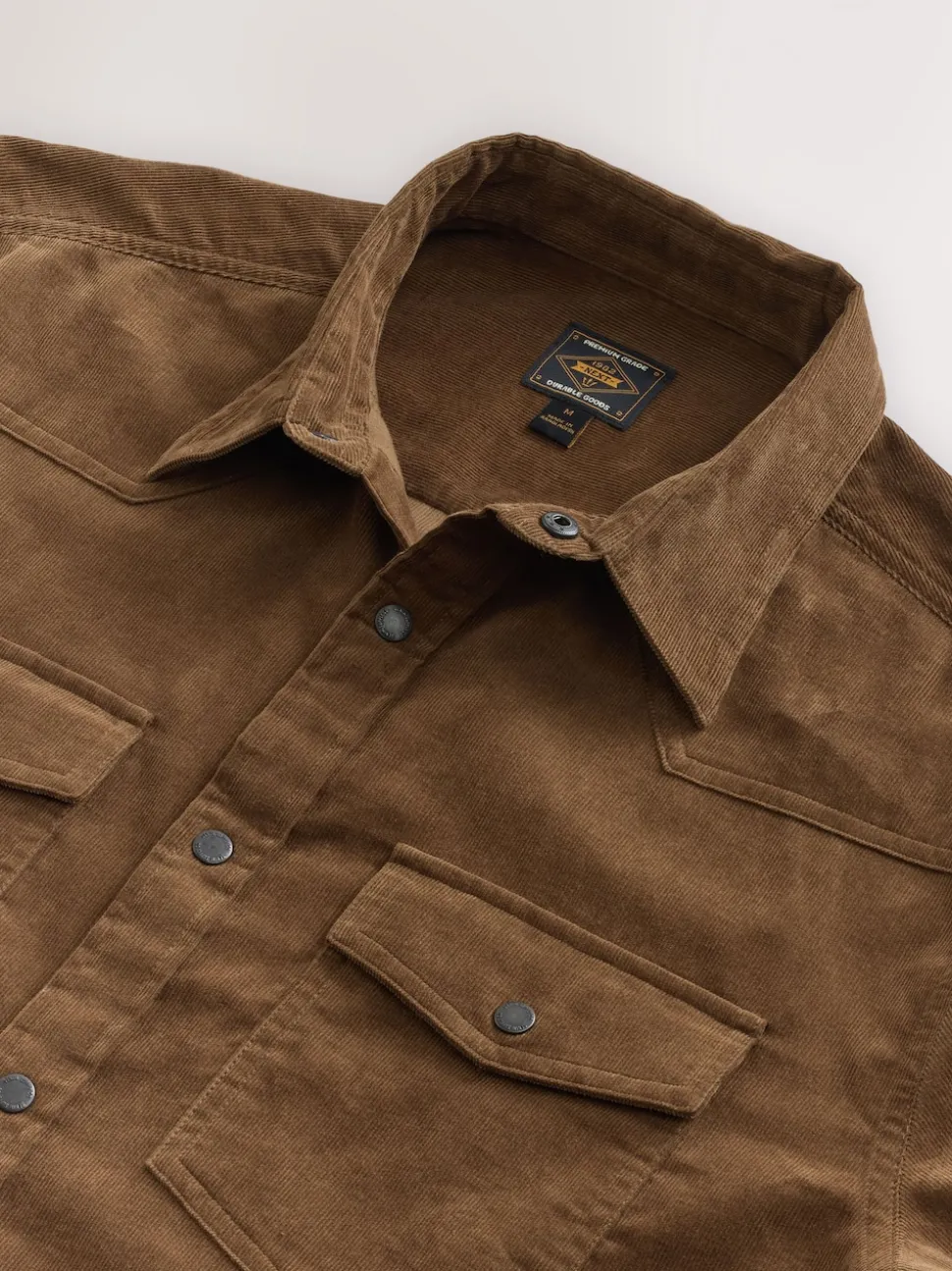 Tan Brown Western Styling Long Sleeve Cord Shirt