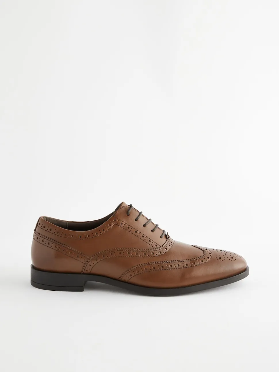 Tan Brown Wide Fit Leather Oxford Brogue Shoes