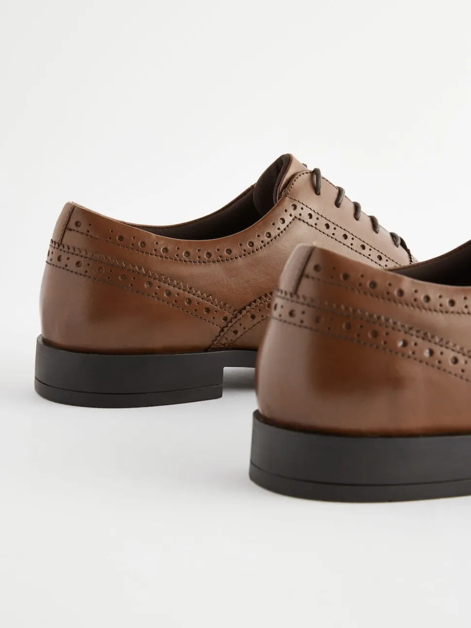 Tan Brown Wide Fit Leather Oxford Brogue Shoes
