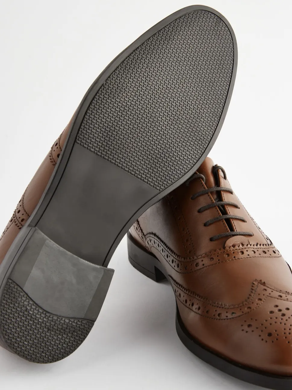 Tan Brown Wide Fit Leather Oxford Brogue Shoes
