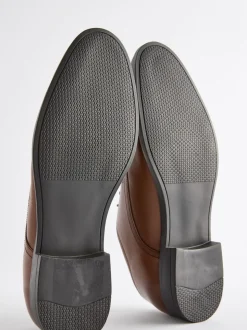 Tan Brown Wide Fit Leather Plain Derby Shoes