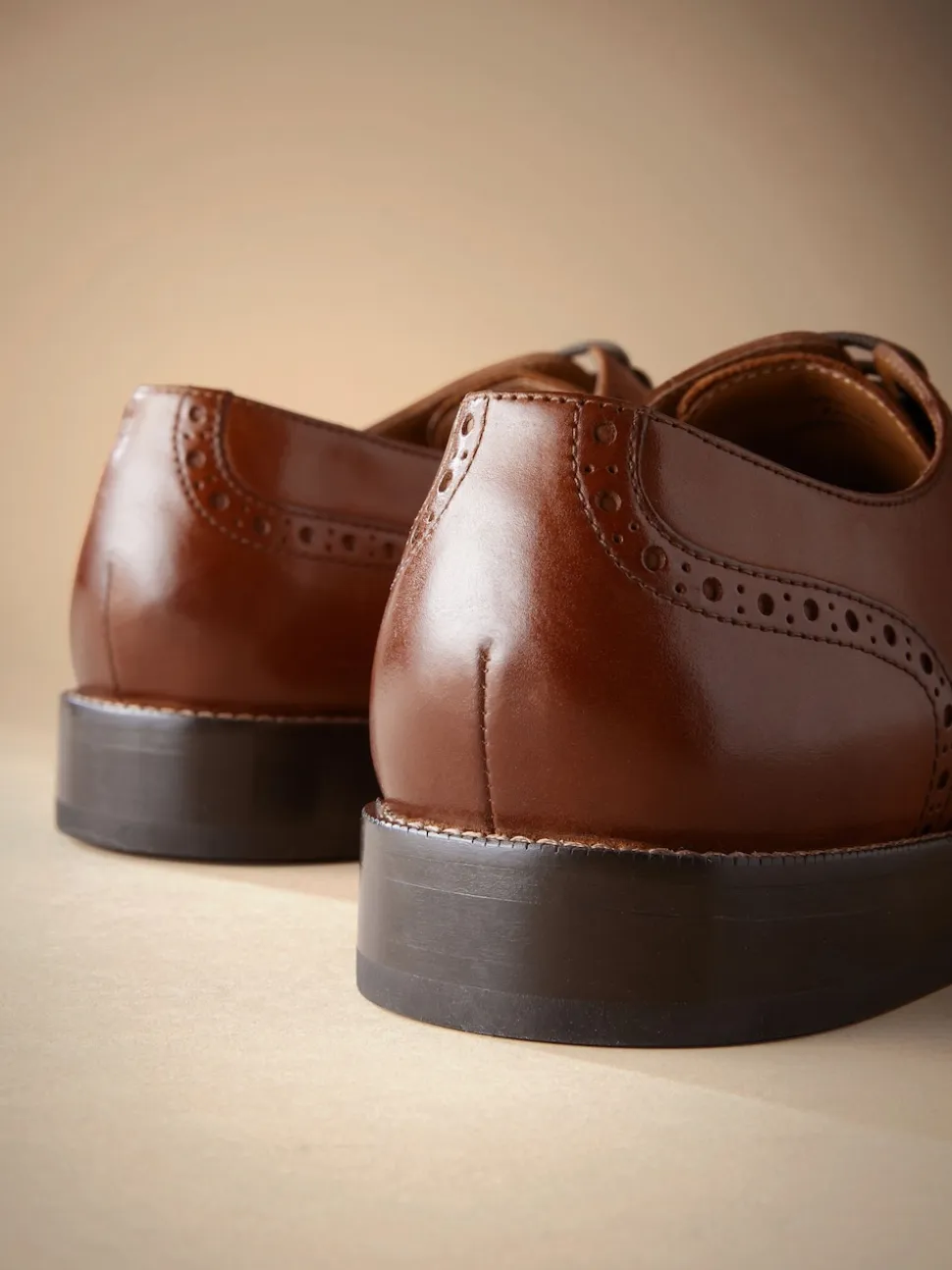 Tan Brown Wide Fit Signature Italian Leather Wingcap Brogue Shoes
