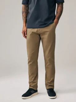 Tan Light Slim Fit Stretch Chinos Trousers