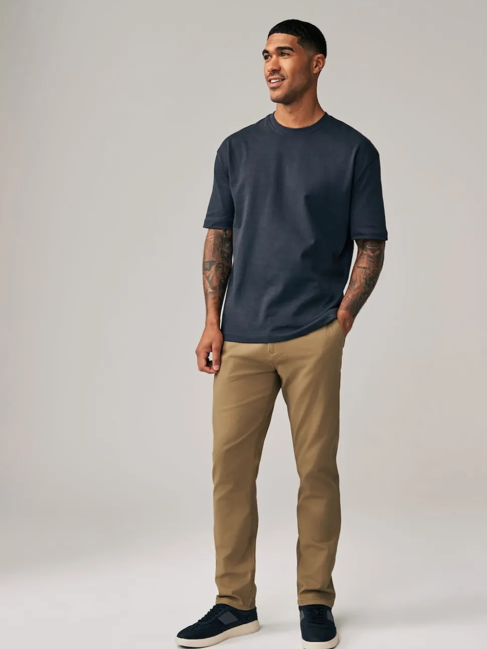 Tan Light Slim Fit Stretch Chinos Trousers