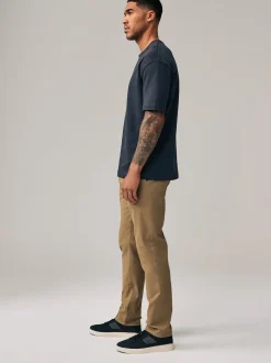 Tan Light Slim Fit Stretch Chinos Trousers