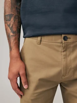 Tan Light Slim Fit Stretch Chinos Trousers