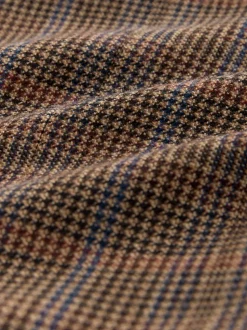 Tan/Red Slim Fit Wool Blend Check Suit Jacket