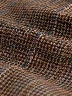 Tan/Red Slim Fit Wool Blend Check Suit Trousers