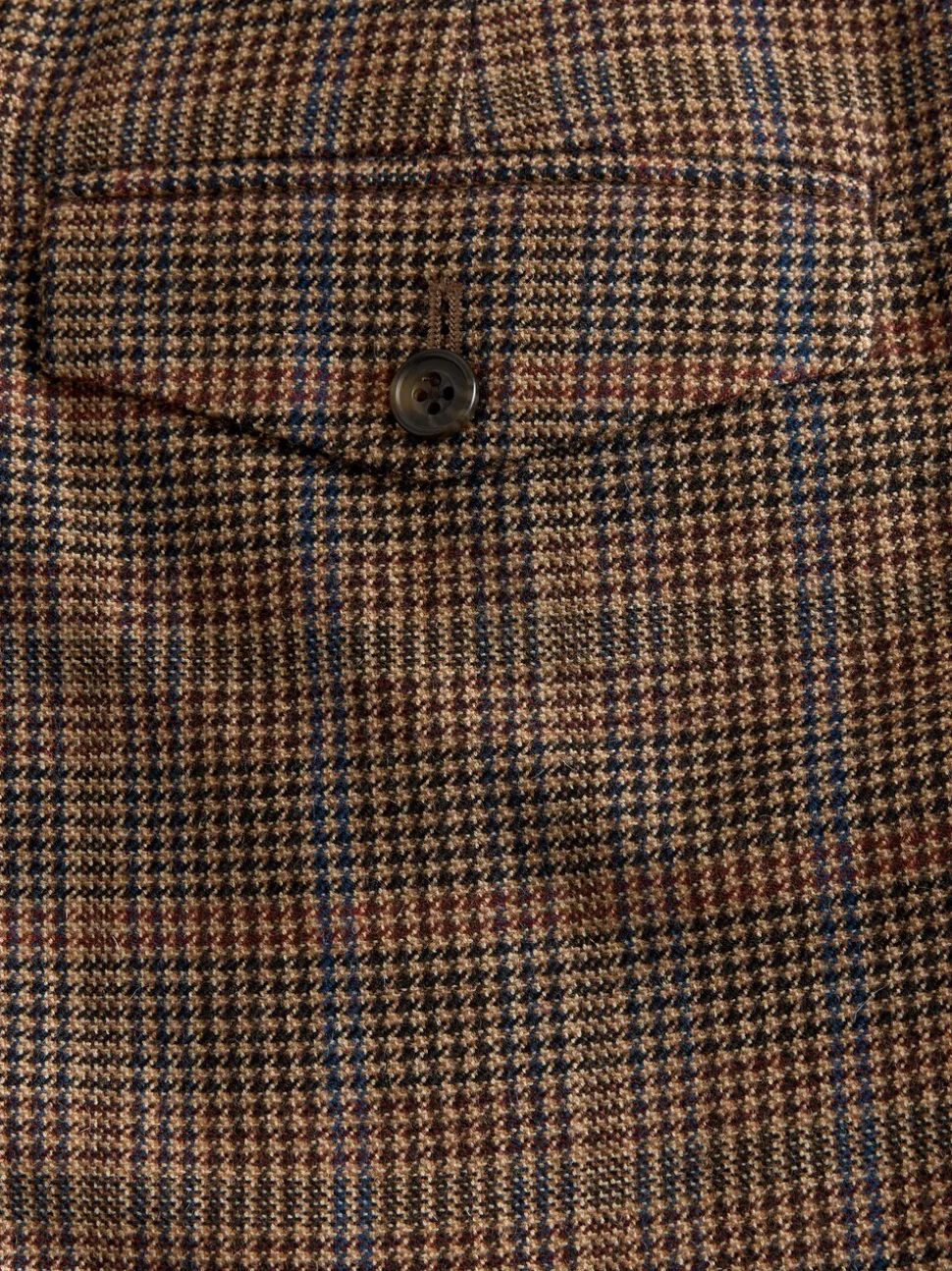 Tan/Red Slim Fit Wool Blend Check Suit Trousers