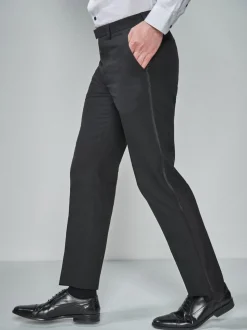 Tape Detail Regular Fit Tuxedo Suit Trousers