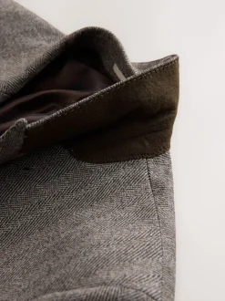 Taupe Brown Double Breasted Signature Marzotto 100% Italian Wool Herringbone Suit Jacket