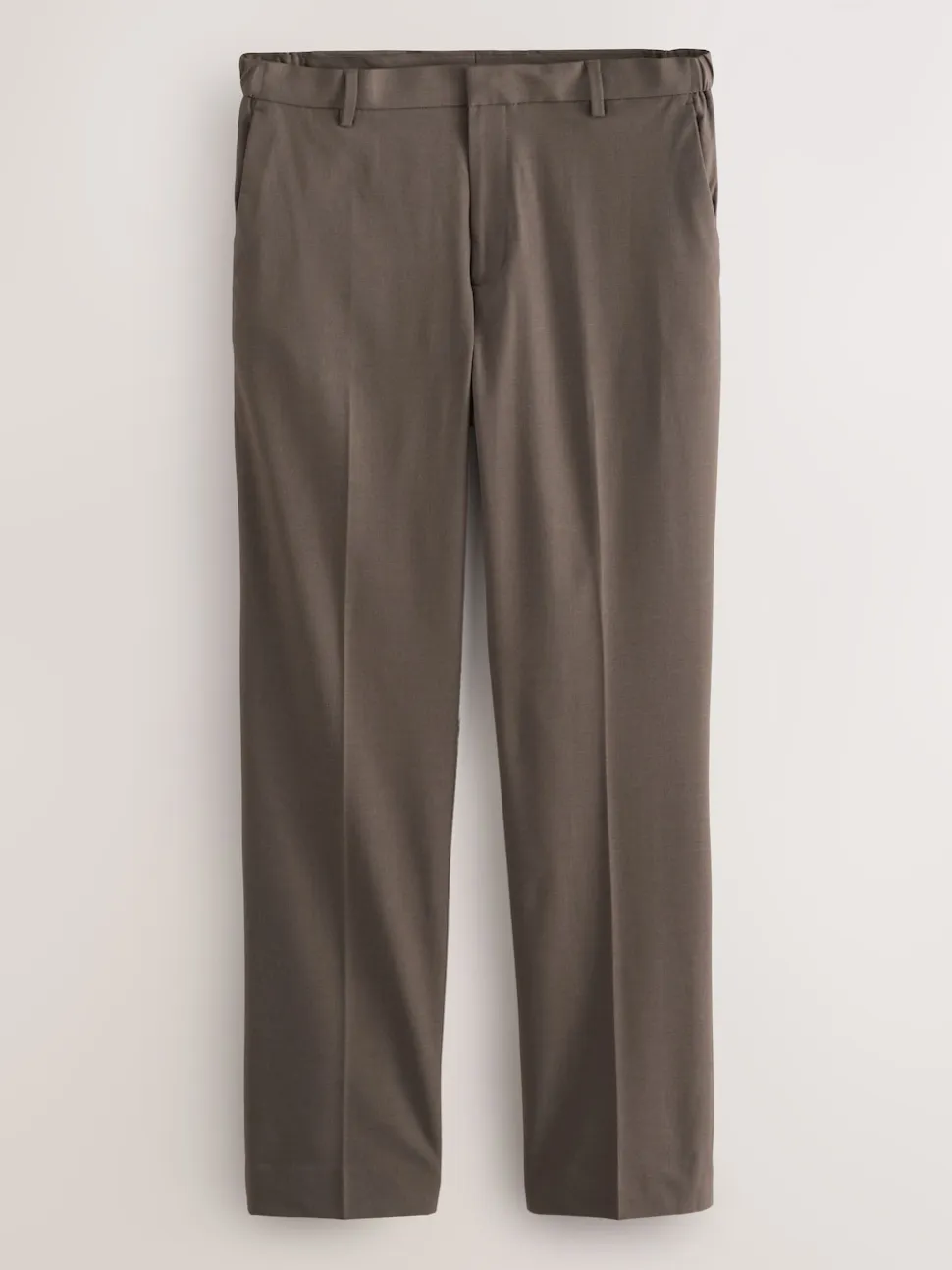 Taupe Brown Muscle Fit Elasticated Waist Motionflex Stretch Smart Trousers
