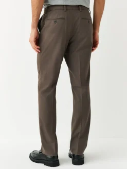 Taupe Brown Muscle Fit Elasticated Waist Motionflex Stretch Smart Trousers