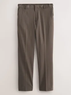 Taupe Brown Muscle Fit Elasticated Waist Motionflex Stretch Smart Trousers