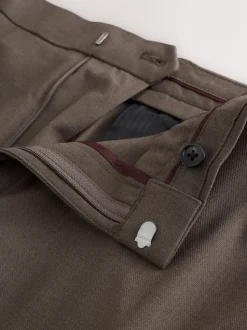 Taupe Brown Muscle Fit Elasticated Waist Motionflex Stretch Smart Trousers