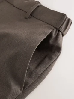 Taupe Brown Muscle Fit Elasticated Waist Motionflex Stretch Smart Trousers