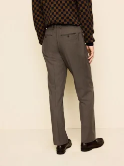 Taupe Brown Slim Fit Elasticated Waist Motionflex Stretch Smart Trousers