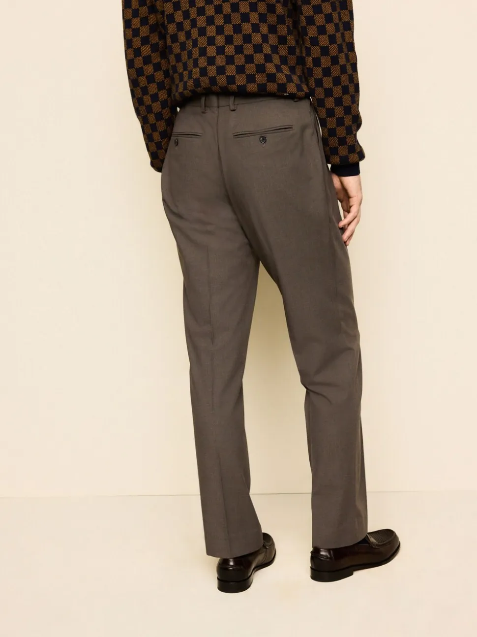 Taupe Brown Slim Fit Elasticated Waist Motionflex Stretch Smart Trousers