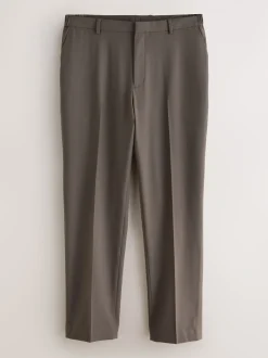 Taupe Brown Slim Fit Elasticated Waist Motionflex Stretch Smart Trousers